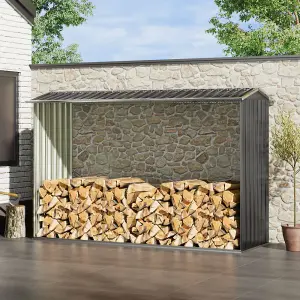 8 x 3 ft Outdoor Garden  Apex Roof Firewood Shed Storage Shed