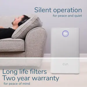 EVA Alto four Air Purifier, Ultra Silent 17dB, True HEPA, Active Carbon - 55m2