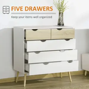 HOMCOM Chest of Drawers, 5 Drawer Storage Cabinet Unit Bedroom Living Room