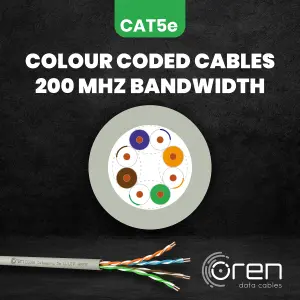 Oren CAT5e 100m Ethernet Cable - 24 AWG Pure Copper Wire - 200 MHz Bandwidth UTP Internet LAN Network Cable