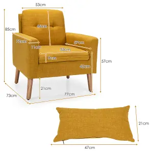 Costway Modern Upholstered Accent Sofa Chair Button Tufted Armchair Leisure Lounge Chair Yellow