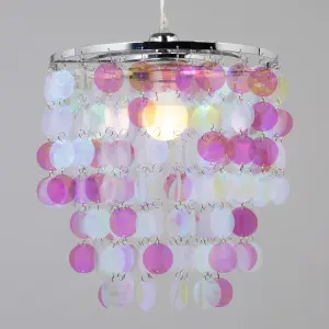 Litecraft Iridescent  Easy Fit Chrome Glow Kids Lamp Shade