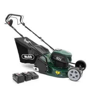 Webb WERR17LISPX2 43cm (17") Cordless 40v Self Propelled Rear Roller Rotary Lawnmower