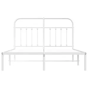 Berkfield Metal Bed Frame with Headboard White 150x200 cm