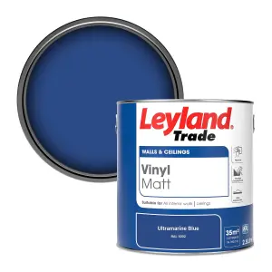 Leyland Trade Vinyl Matt Walls & Ceilings Emulsion Paint Ultramarine Blue (RAL 5002) 2.5L