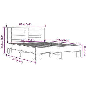 Berkfield Bed Frame without Mattress Brown Oak 140x200 cm