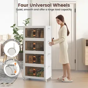 Costway 4 Pack Stackable Storage Cabinet Folding Home Organizer Lockable Wheels 78 Gal