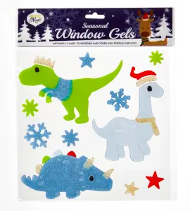 3D Fun Christmas Window Stickers Gel, 4 Assorted Festive Gel Sheets