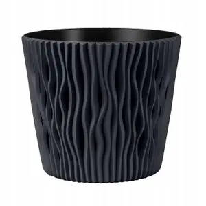 Indoor Plant Pots with Insert Plastic Flowerpot Small Large Anthracite 22cm