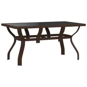 Berkfield Garden Table Brown and Black 140x70x70 cm Steel and Glass