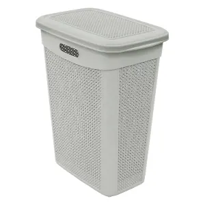 JVL Droplette Slim Laundry Basket, 43L, Grey