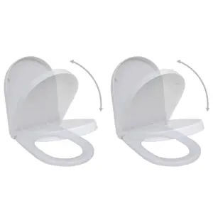 Toilet Seats with Soft Close Lids 2 pcs Plastic White