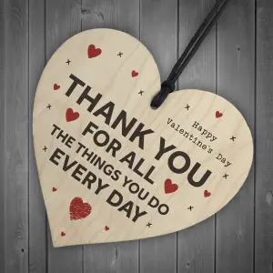 Valentines Day Gift Wood Heart Gift For Him Her THANK YOU Girlfriend Boyfriend Gift