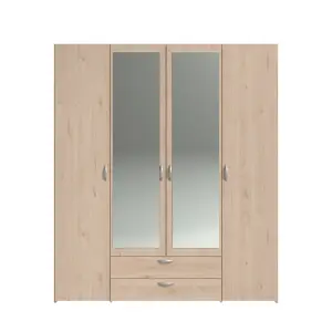 PARISOT DAILY 4 DOOR WARDROBE WITH MIRROR OAK EFFECT