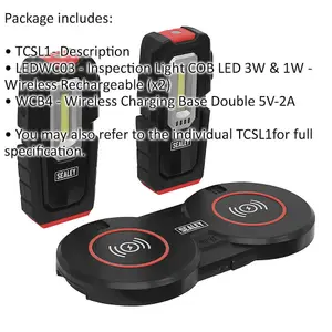 2 x Magnetic Inspection Light & Dual Charging Base - 3W COB & 1W SMD LED