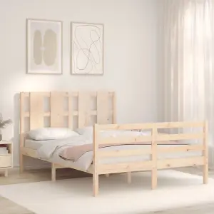 Berkfield Bed Frame with Headboard Small Double Solid Wood