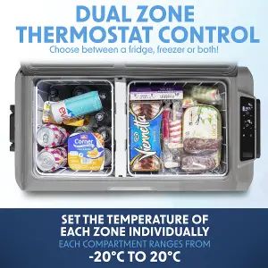 Dellonda 50L Portable Dual Zone Compressor Car Camping Fridge/Freezer 12V/24V