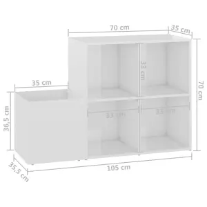 Berkfield Hall Shoe Cabinet High Gloss White 105x35.5x70 cm Engineered Wood