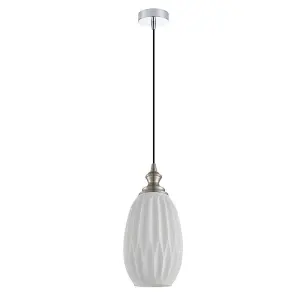 Luminosa Modern Hanging Pendant Satin Nickel 1 Light  with Clear Shade, E27 Dimmable