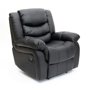 Seattle Manual Recliner Armchair Sofa Home Lounge Bonded Leather Chair (Black)