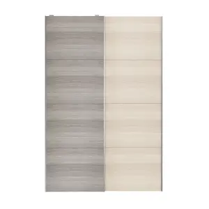 Atomia Panelled Grey & natural grey oak effect 2 door Sliding Wardrobe Door kit (H)2250mm (W)1500mm