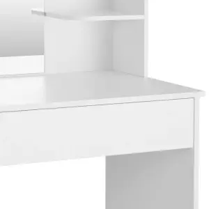 Dressing Table Camille - mirror, drawer, storage shelves and compartments - white