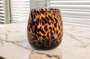 Leopard         Print         Glass         Vase         13cm