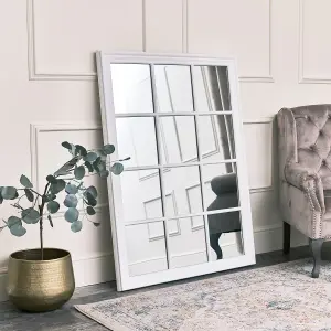 Melody Maison Large Matte White Window Mirror 130cm x 95cm