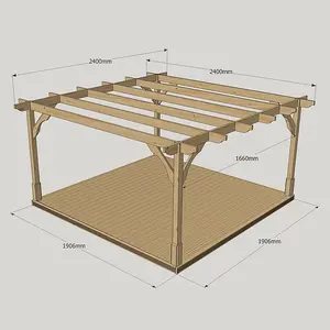 Premium Pergola and Decking Kit - Wood - L240 x W240 cm - Light Green