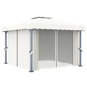 Berkfield Gazebo with Curtain 3x3 m Cream White Aluminium