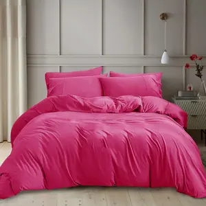 Kiranjot Microfibre 200 TC Reversible Modern & Contemporary Duvet Cover Set With Pillow Cases Pink / Single - 1 Standard Pillowcase