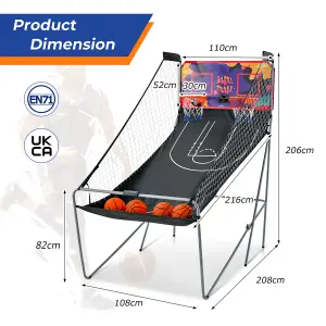 Costway Electronic Basketball Arcade Game Foldable Basketball Game 2 Player Shot 8 Modes