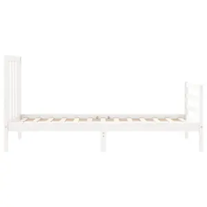 Berkfield Bed Frame with Headboard White Single Solid Wood