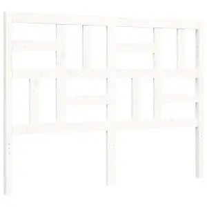 Berkfield Bed Frame with Headboard White Small Double Solid Wood