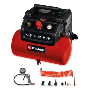 Einhell Electric Air Compressor 130l/min 6L 1200W 8 Bar Lightweight Portable TC-AC 190/6/8 OF Set