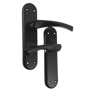 Genova Door Handles Matt Black Twist Lever Latch Marina Backplate