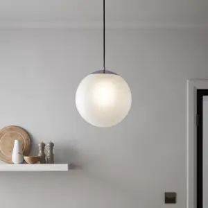 GoodHome Dacite White Chrome effect Pendant ceiling light, (Dia)280mm