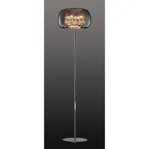 Luminosa Vapore Modern 4 Light Glass Floor Lamp Chrome with Footswitch - UK Stock