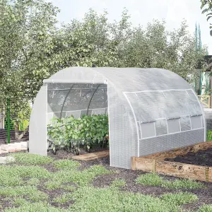 Outsunny 3 x 3 x 2 m Polytunnel Greenhouse Pollytunnel Tent w/ Steel Frame White