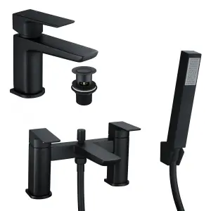 Matt Black Curve Basin Tap & Bath Shower Mixer Tap High Quality