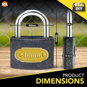 2 Heavy Duty Padlocks With Keys 40mm, Padlocks Outdoor Heavy Duty Weatherproof Ideal for Shed, Fence, Garage