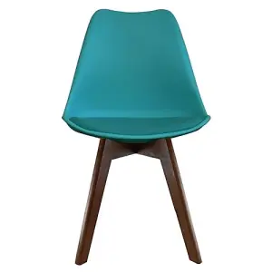 Soho Teal Plastic Dining Chair with Squared Dark Wood Legs