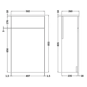 Dezine Hamble 500mm Gloss White WC Unit