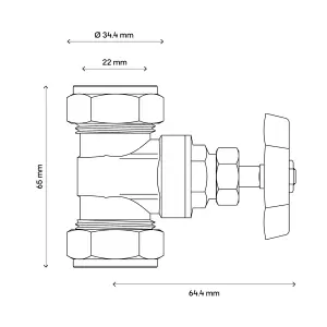 Flomasta Bronze Compression Heating & sanitary Shut-off Valve, (Dia)22mm