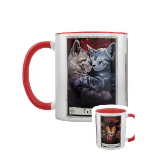 Deadly Tarot Felis The Lovers The Fool & The Devil Inner Two Tone Mug White/Red (One Size)