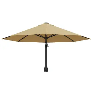 Berkfield Wall-Mounted Parasol with Metal Pole 300 cm Taupe