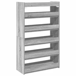 Berkfield Shoe Rack Grey Sonoma 60x25x100 cm Engineered Wood