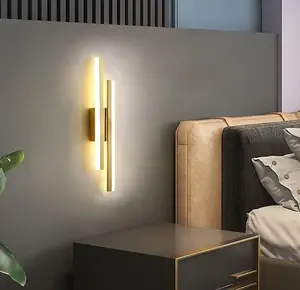 Modern Minimalist Strip Wall Lamp Gold Linear Wall Sconce Indoor 20W Wall Mounted LED Lights 3 Color