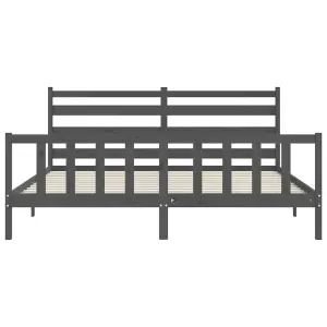 Berkfield Bed Frame with Headboard Grey 200x200 cm Solid Wood