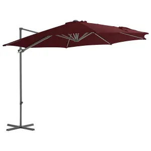 Berkfield Cantilever Umbrella with Steel Pole Bordeaux Red 300 cm